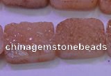 CAG8251 Top drilled 18*25mm rectangle champagne plated druzy agate beads