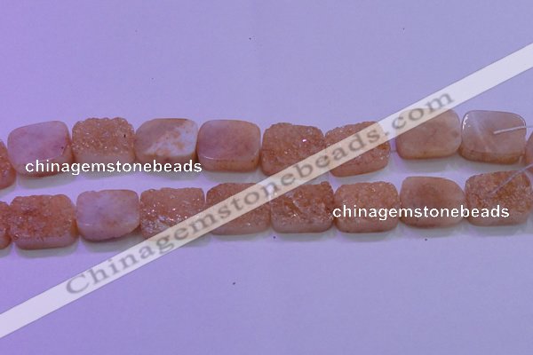 CAG8251 Top drilled 18*25mm rectangle champagne plated druzy agate beads