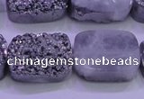 CAG8252 Top drilled 18*25mm rectangle silver plated druzy agate beads