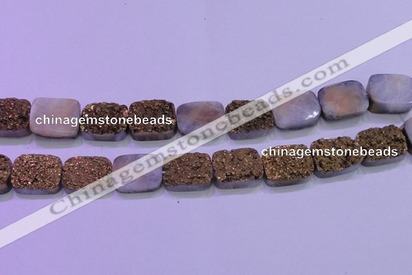 CAG8253 Top drilled 18*25mm rectangle glod plated druzy agate beads