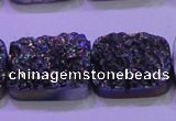 CAG8254 Top drilled 18*25mm rectangle rainbow plated druzy agate beads