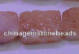 CAG8261 Top drilled 20*30mm rectangle champagne plated druzy agate beads