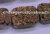 CAG8263 Top drilled 20*30mm rectangle glod plated druzy agate beads