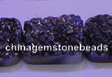 CAG8264 Top drilled 20*30mm rectangle rainbow plated druzy agate beads