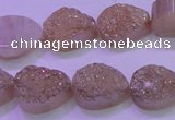 CAG8271 7.5 inches 10*14mm teardrop champagne plated druzy agate beads