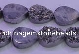 CAG8272 7.5 inches 10*14mm teardrop silver plated druzy agate beads