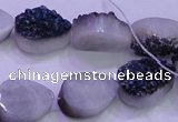 CAG8276 7.5 inches 10*14mm teardrop blue plated druzy agate beads