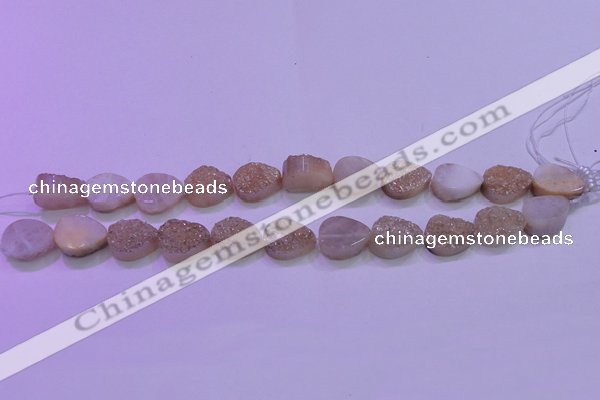 CAG8281 7.5 inches 12*16mm teardrop champagne plated druzy agate beads