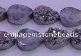 CAG8282 7.5 inches 12*16mm teardrop silver plated druzy agate beads