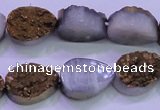 CAG8283 7.5 inches 12*16mm teardrop gold plated druzy agate beads