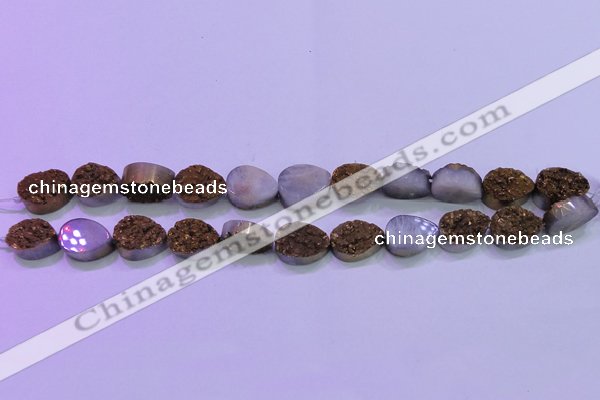 CAG8283 7.5 inches 12*16mm teardrop gold plated druzy agate beads