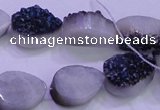 CAG8286 7.5 inches 12*16mm teardrop blue plated druzy agate beads