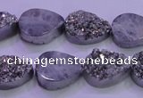 CAG8292 7.5 inches 13*18mm teardrop silver plated druzy agate beads