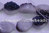 CAG8296 7.5 inches 13*18mm teardrop blue plated druzy agate beads