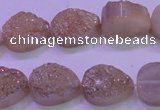 CAG8301 7.5 inches 15*20mm teardrop champagne plated druzy agate beads