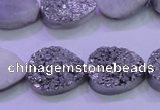 CAG8302 7.5 inches 15*20mm teardrop silver plated druzy agate beads