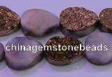 CAG8303 7.5 inches 15*20mm teardrop gold plated druzy agate beads