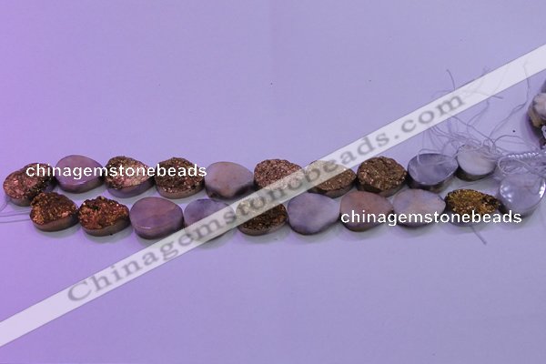 CAG8303 7.5 inches 15*20mm teardrop gold plated druzy agate beads
