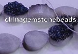 CAG8306 7.5 inches 15*20mm teardrop blue plated druzy agate beads