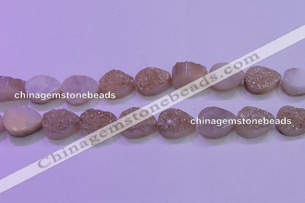 CAG8311 7.5 inches 18*25mm teardrop champagne plated druzy agate beads