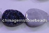 CAG8316 7.5 inches 18*25mm teardrop blue plated druzy agate beads