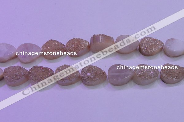 CAG8321 7.5 inches 20*30mm teardrop champagne plated druzy agate beads