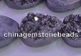 CAG8322 7.5 inches 20*30mm teardrop silver plated druzy agate beads