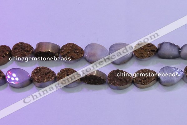 CAG8323 7.5 inches 20*30mm teardrop gold plated druzy agate beads