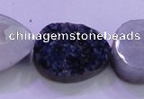 CAG8326 7.5 inches 20*30mm teardrop blue plated druzy agate beads