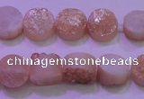 CAG8331 7.5 inches 10mm coin champagne plated druzy agate beads