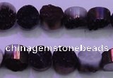 CAG8335 7.5 inches 10mm coin purple plated druzy agate beads