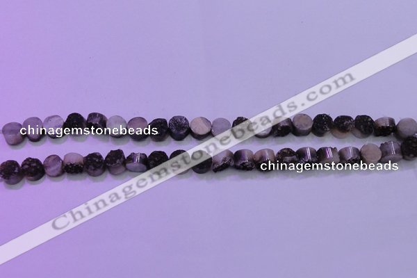 CAG8337 7.5 inches 10mm coin black plated druzy agate beads