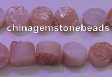 CAG8341 7.5 inches 12mm coin champagne plated druzy agate beads