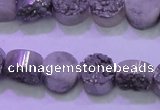 CAG8342 7.5 inches 12mm coin silver plated druzy agate beads