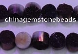 CAG8345 7.5 inches 12mm coin purple plated druzy agate beads