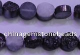 CAG8347 7.5 inches 12mm coin black plated druzy agate beads