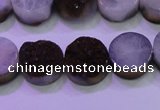 CAG8355 7.5 inches 14mm coin purple plated druzy agate beads