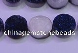 CAG8356 7.5 inches 14mm coin blue plated druzy agate beads