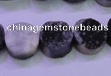 CAG8357 7.5 inches 14mm coin black plated druzy agate beads