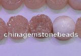 CAG8361 7.5 inches 16mm coin champagne plated druzy agate beads