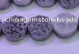 CAG8362 7.5 inches 16mm coin silver plated druzy agate beads