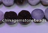 CAG8375 7.5 inches 18mm coin purple plated druzy agate beads