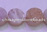 CAG8381 7.5 inches 20mm coin champagne plated druzy agate beads