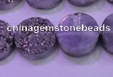 CAG8382 7.5 inches 20mm coin silver plated druzy agate beads