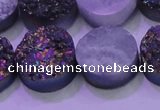 CAG8384 7.5 inches 20mm coin rainbow plated druzy agate beads