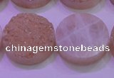 CAG8391 7.5 inches 25mm coin champagne plated druzy agate beads