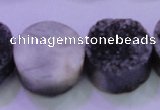 CAG8397 7.5 inches 25mm coin black plated druzy agate beads