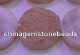 CAG8401 7.5 inches 30mm coin champagne plated druzy agate beads