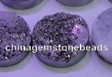 CAG8402 7.5 inches 30mm coin silver plated druzy agate beads