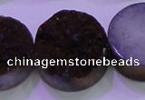 CAG8405 7.5 inches 30mm coin purple plated druzy agate beads